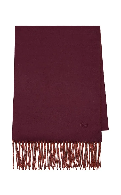 custom engraved couple’s wedding rings -Hollis Fringe Scarf in Spice & Bordeaux Silk