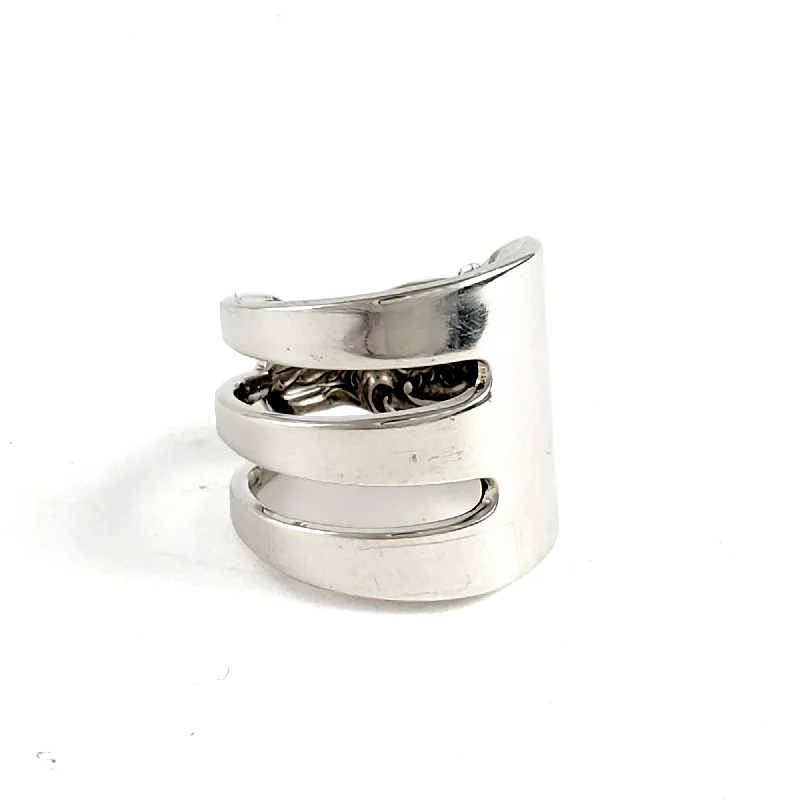 custom engraved couple’s wedding rings -Lunt Eloquence Sterling Silver Cocktail Fork Ring