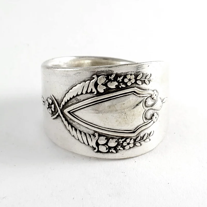 silver wedding band with diamonds -Lunt Mount Vernon Sterling Silver Spoon Ring