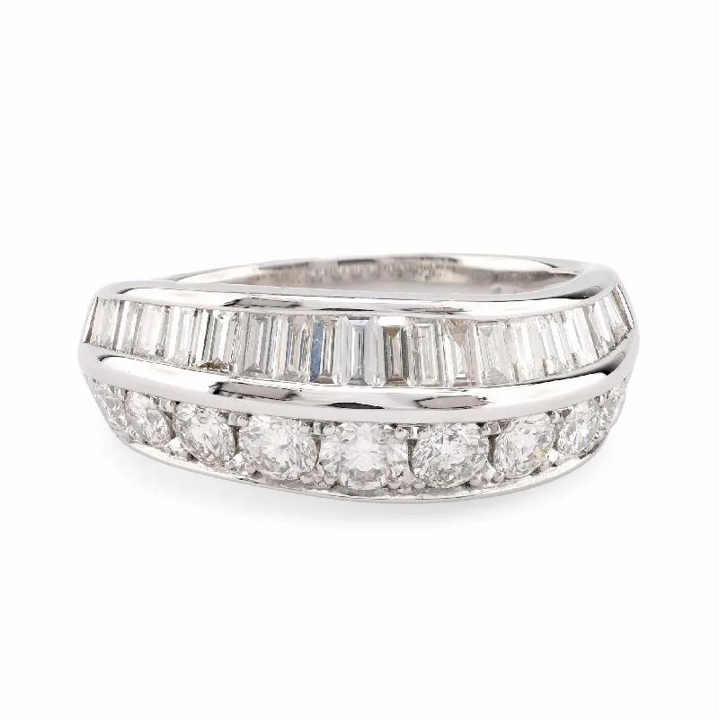 diamond eternity wedding band -Modern 1.5 Carat Diamond Platinum Two Row Band