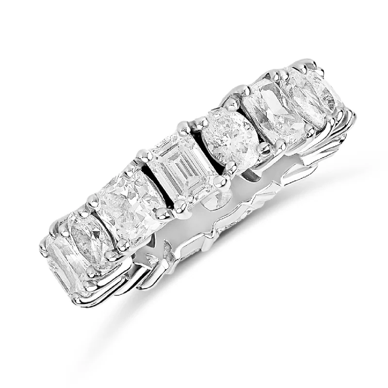 gemstone cluster ring for women -Multishape Lab Diamond Eternity Ring