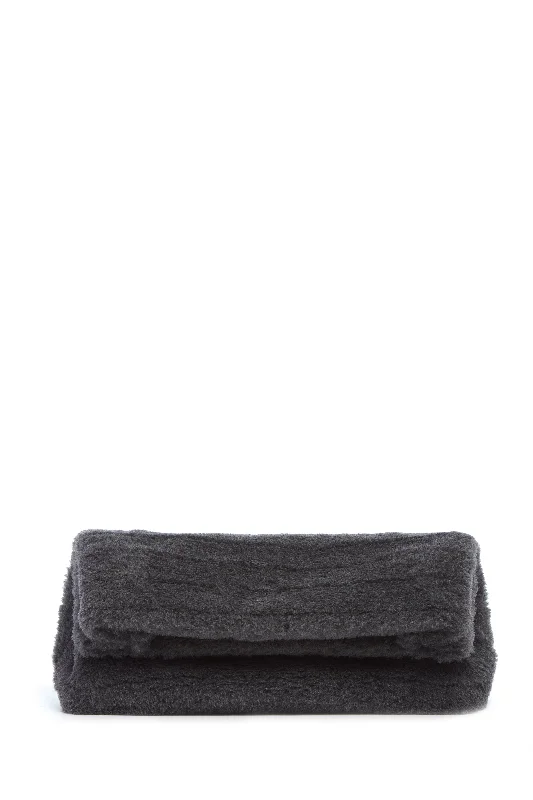 gold wedding ring set for couples -Phoebe Clutch in Dark Grey Virgin Wool Silk Cashmere Fur