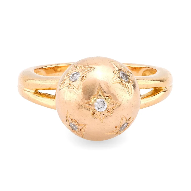 personalized wedding band for women -Retro French Diamond 18K Rose Gold Constellation Ring