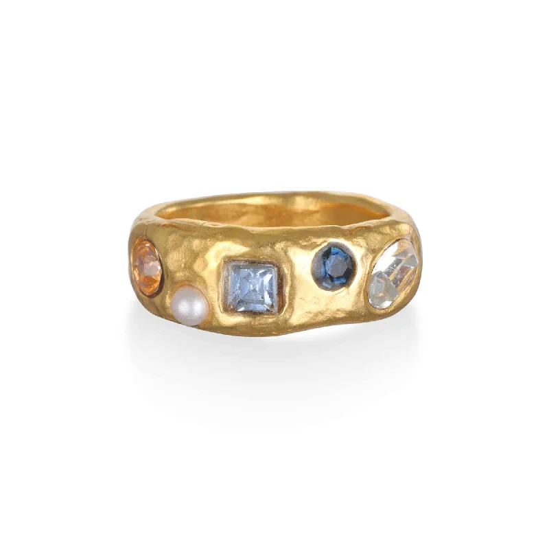 vintage wedding band for women -Rococo Gem Ring - Blue