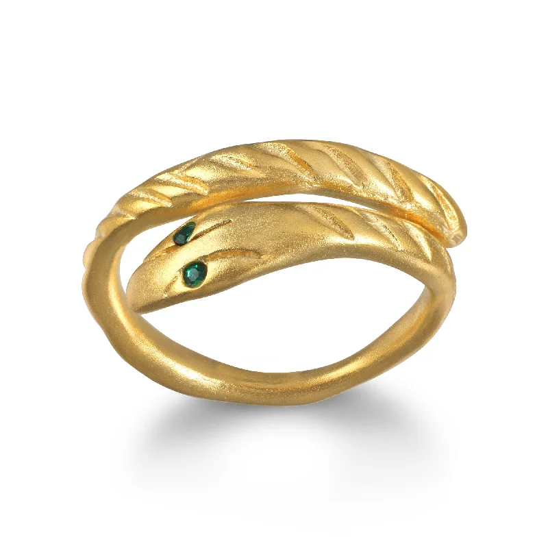 yellow gold engagement ring for women -Roman Snake Ring