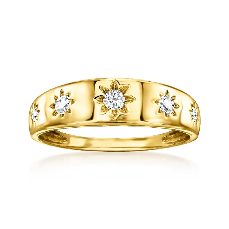 diamond band for wedding rings -Ross-Simons Diamond Starburst Ring in 18kt Gold Over Sterling