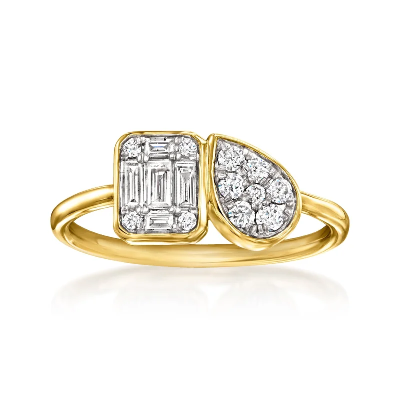 custom gemstone ring for men -Ross-Simons Lab-Grown Diamond Toi Et Moi Ring in 14kt Yellow Gold