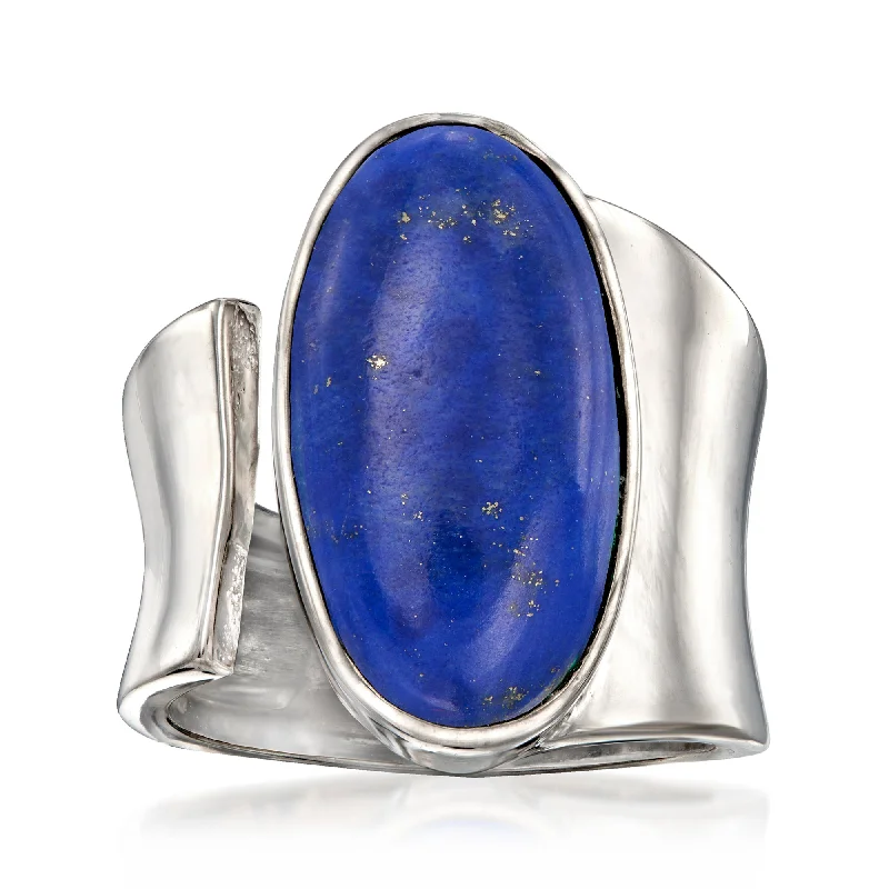 sapphire and diamond wedding ring -Ross-Simons Lapis Wrap Ring in Sterling Silver