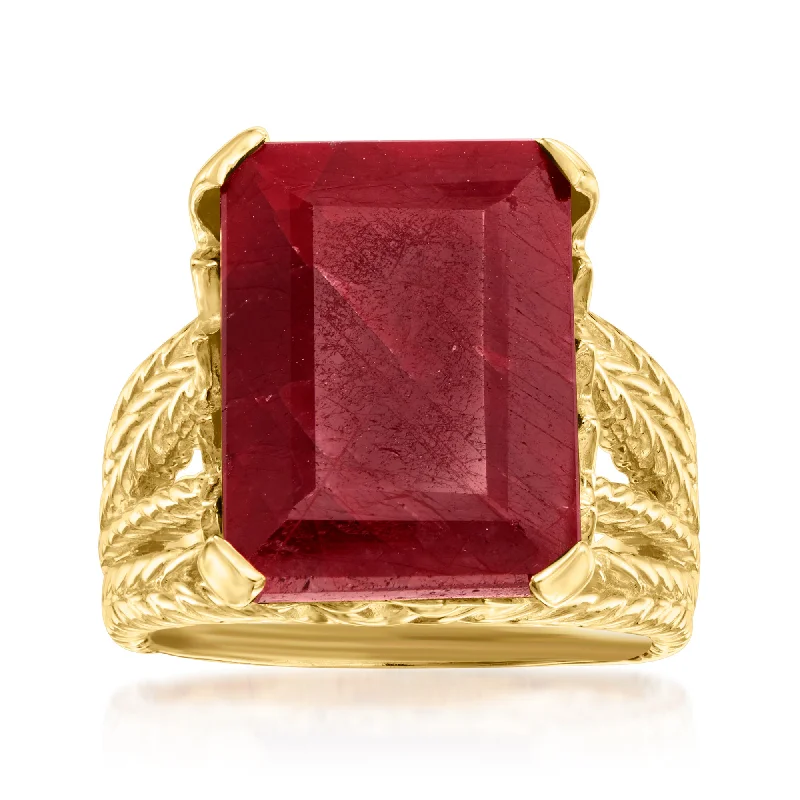 men’s wedding ring with diamonds -Ross-Simons Ruby Multi-Row Ring in 18kt Gold Over Sterling