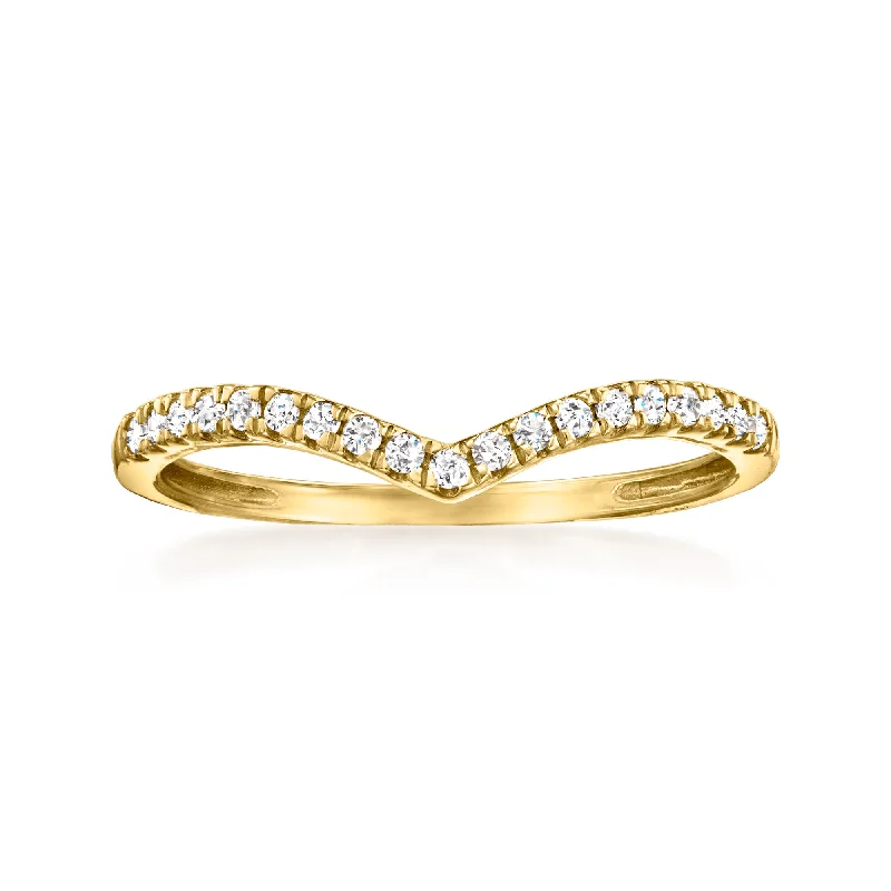 engagement ring with halo diamonds -RS Pure by Ross-Simons Diamond Chevron Ring in 14kt Yellow Gold