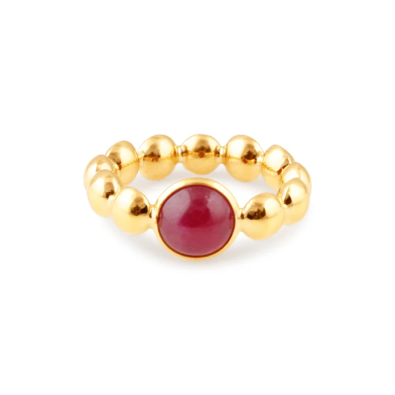 gemstone engagement ring for women -Ruby Round Ring In 18K Yellow Gold