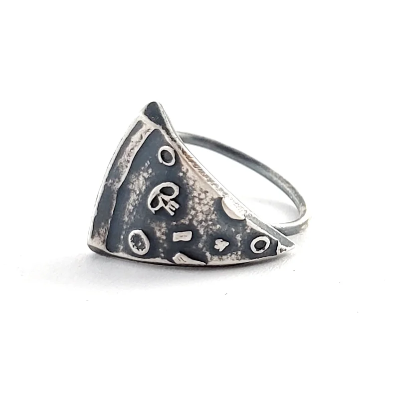 silver wedding band for women -Silver Pizza Slice Coin Ring