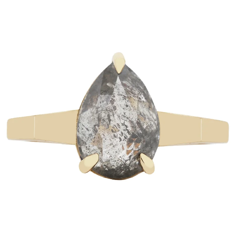 men’s ring with cubic zirconia -Speckled Ash Pear Diamond Ring