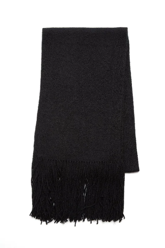 cushion cut engagement ring for women -Staffordshire Knit Fringe Scarf in Black Cashmere