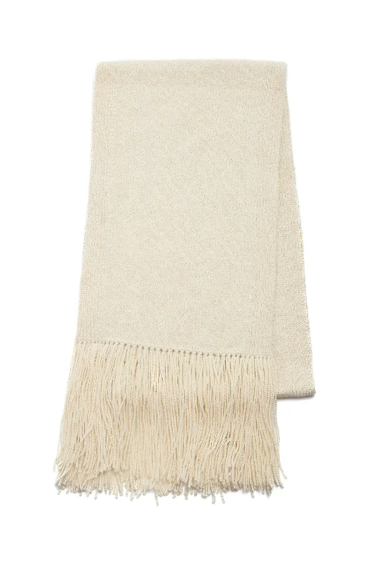 bold statement engagement ring -Staffordshire Knit Fringe Scarf in Ivory Cashmere