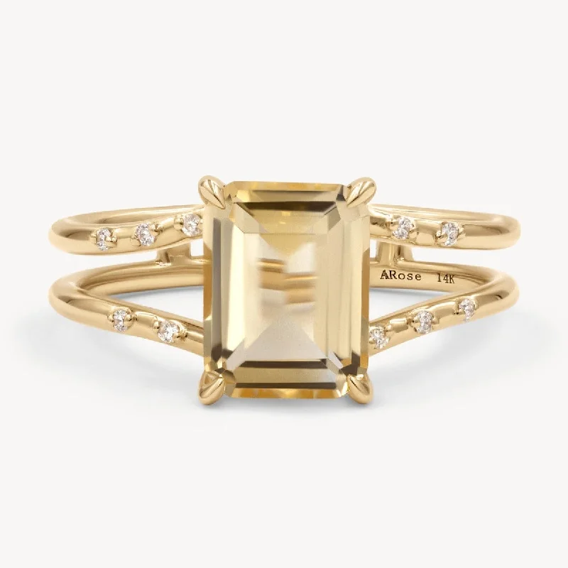 men’s gold wedding ring -Starry Citrine Ring