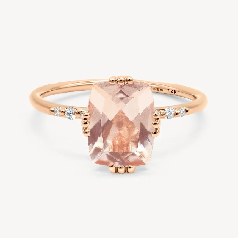 unique engagement band for women -Starry Cushion Morganite Ring