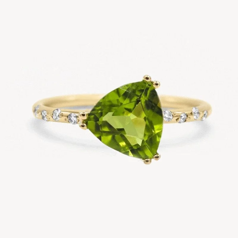 diamond band for wedding rings -Starry Peridot Trillion Ring