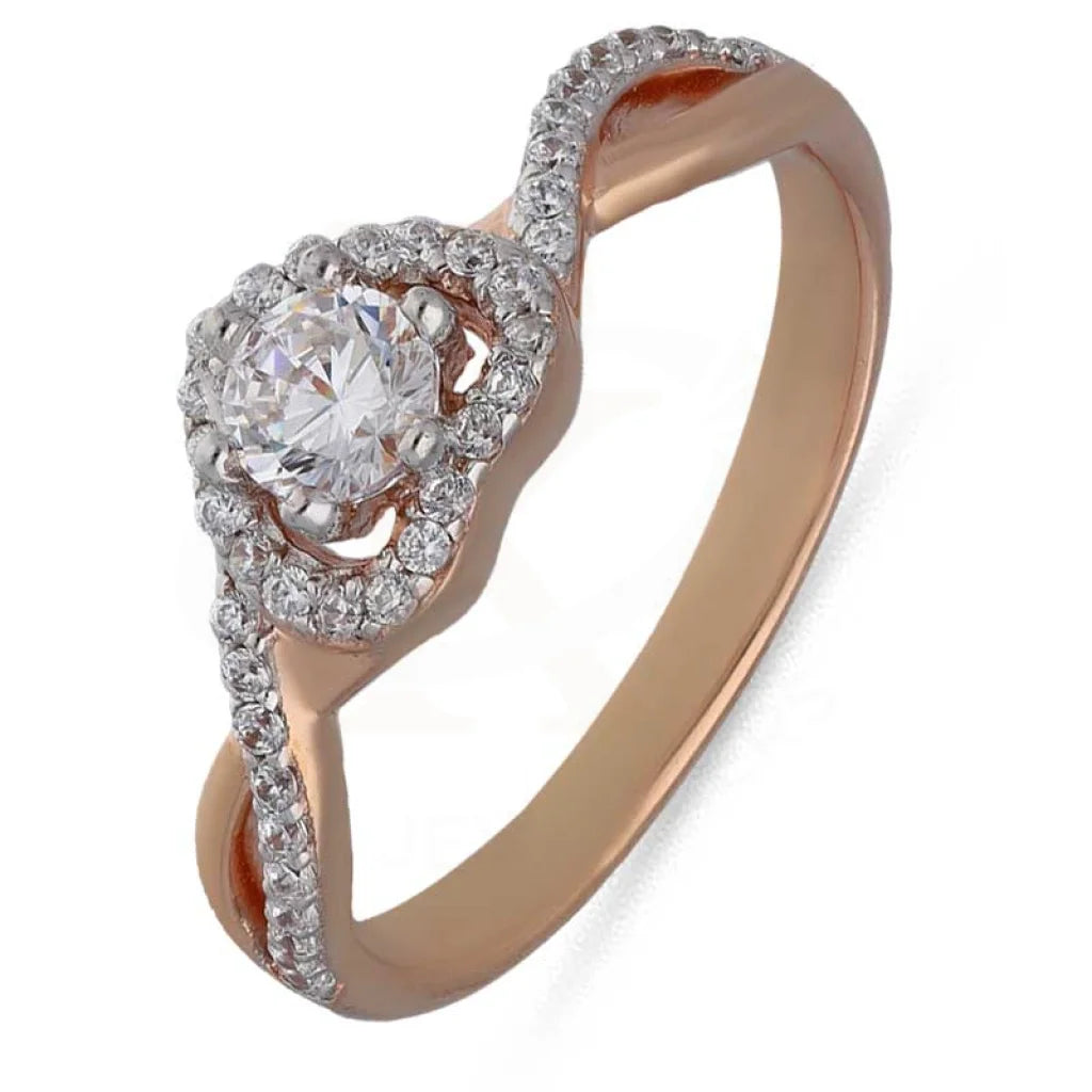 custom signet ring with initials -Sterling Silver 925 Rose Gold Plated Heart Shaped Solitaire Ring - FKJRNSL3540