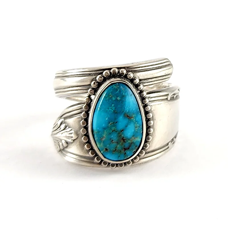 custom infinity ring for women -Sterling Silver Turquoise Spoon Ring Size 8