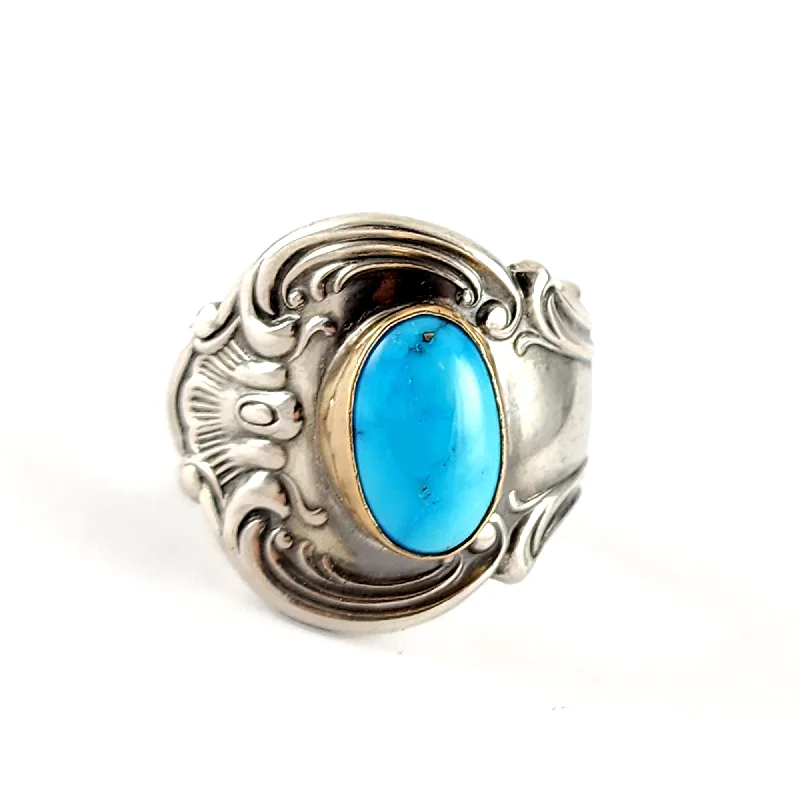 custom birthstone engagement ring -Sterling Silver Turquoise Spoon Ring Size 9