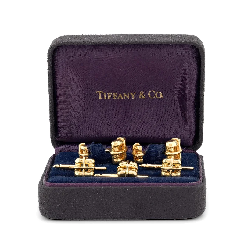 sapphire and diamond wedding ring -Tiffany & Co. Italy 18K Yellow Gold Biscayne Square Cufflinks