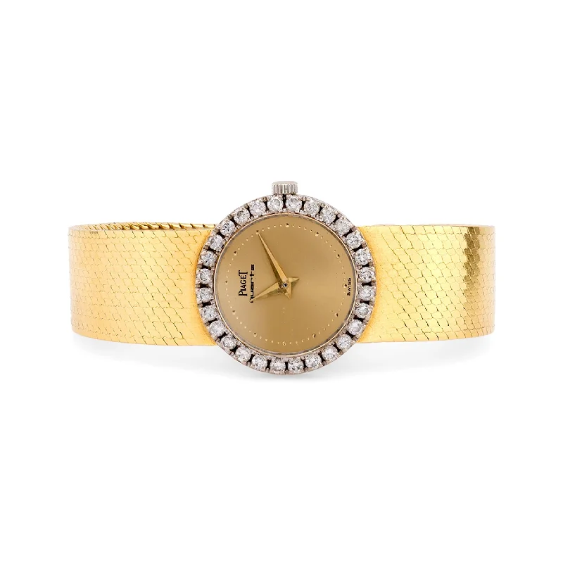 statement ring for engagement -Timeless Piaget diamond 18k yellow gold watch