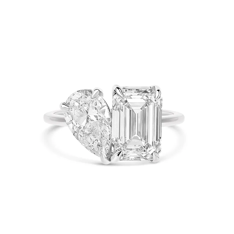 men’s ring with cubic zirconia -Toi-et-Moi Lab Diamond Ring on Solid Band