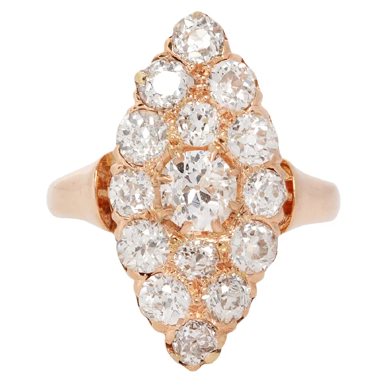 ustom gold ring for women -Victorian Diamond Navette Ring