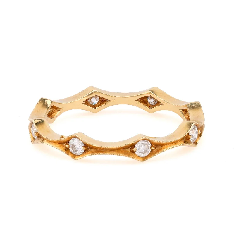 eternity gemstone ring for women -Vintage Diamond 18K Yellow Gold Eternity Ring