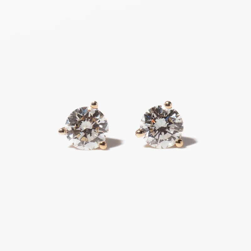 Modern gold earrings for sleek outfits -1.0 tcw Three-Prong Diamond Solitaire Studs