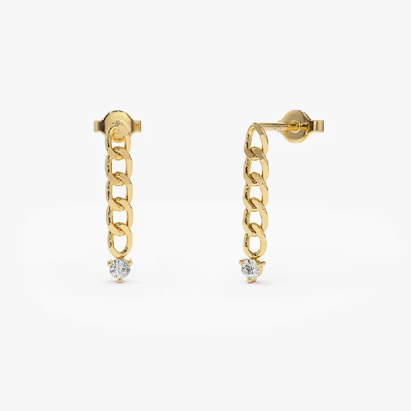 Stylish diamond earrings for upscale events -14k Cuban Link Diamond Earrings