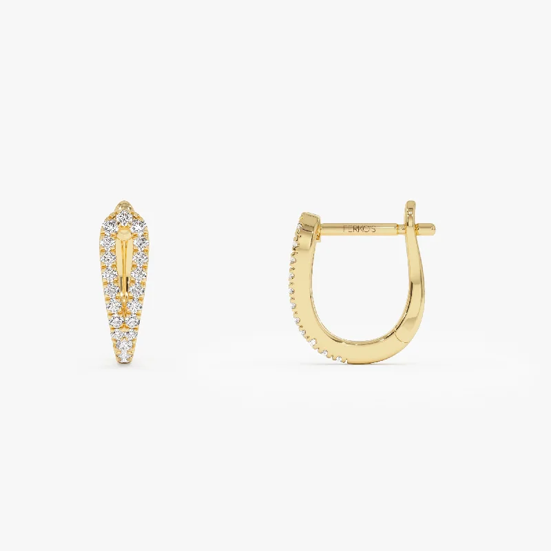 Bold gold earrings for confident fashion -14k Double Mini Diamond Hoop Earrings