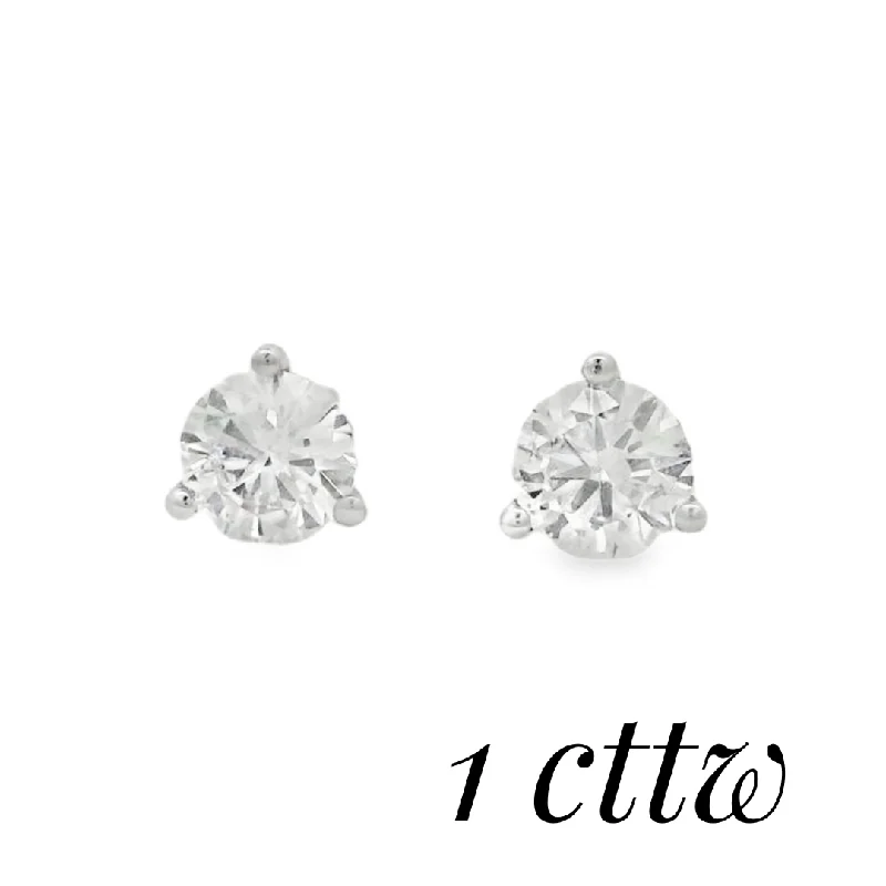 Simple pearl earrings for delicate elegance -14K White Gold 1.01cttw F-G SI RBC Diamond Stud Earrings