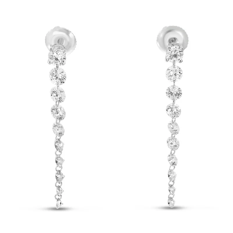 Stylish ear cuffs for unique accessories -14K White Gold Dashing Diamond Stud with 10 Pierced Diamond Dangle Earrings