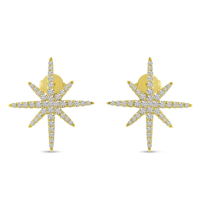 Colorful resin earrings for playful accents -14K Yellow Gold Diamond Starburst Earrings