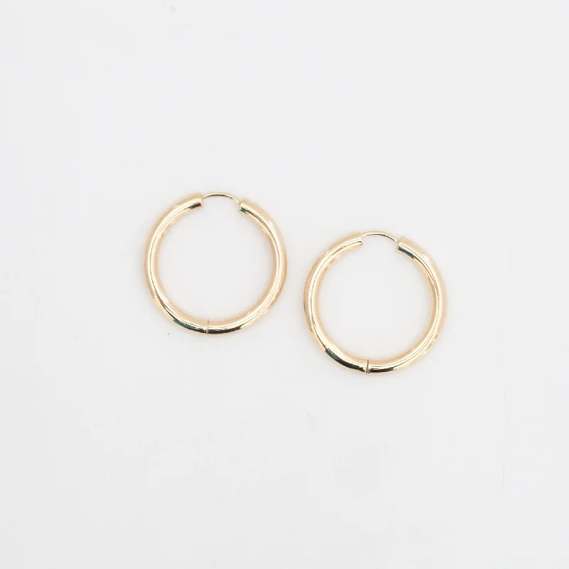 Classic gold stud earrings for everyday wear -25 mm Tube Hoops