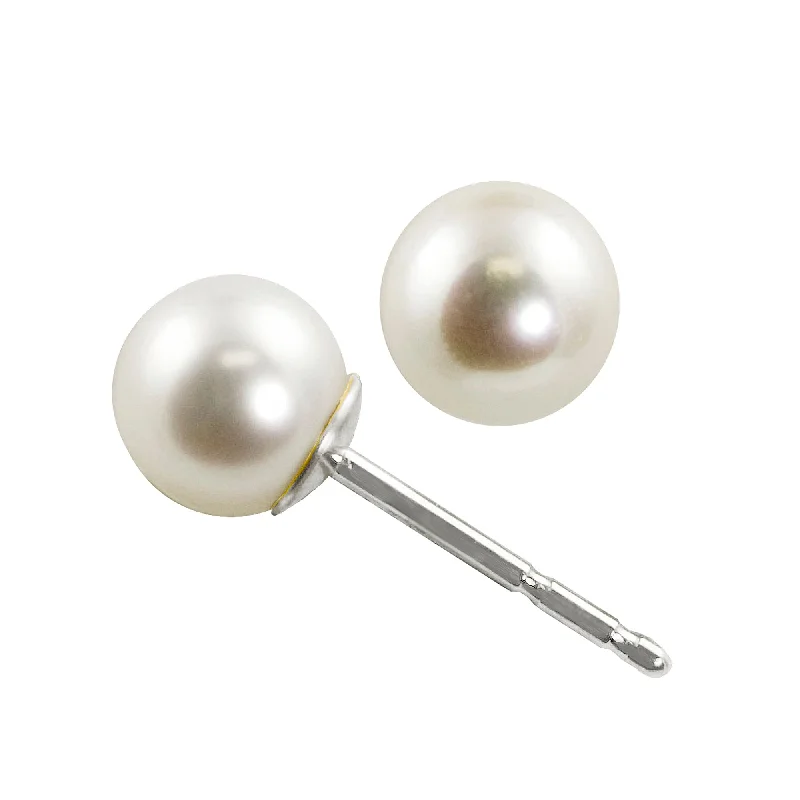 Crystal drop earrings for formal occasions -Akoya Pearl Stud Earrings