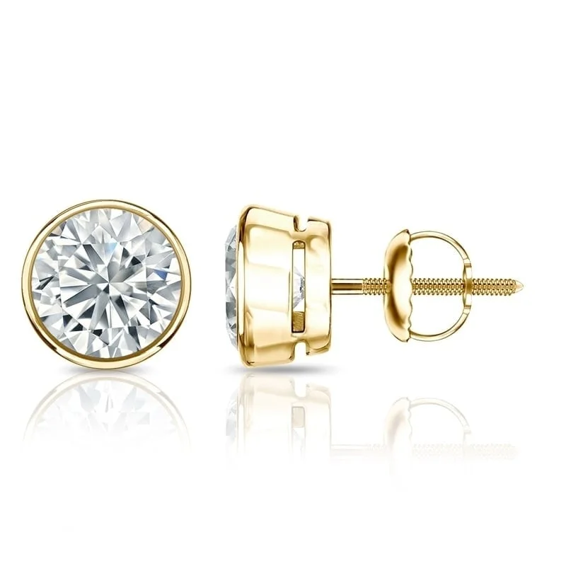 Luxury earrings with colored stones for opulent looks -Auriya 14k Gold Certified 1.50 ct. TDW Bezel Set Round Diamond Stud Earrings