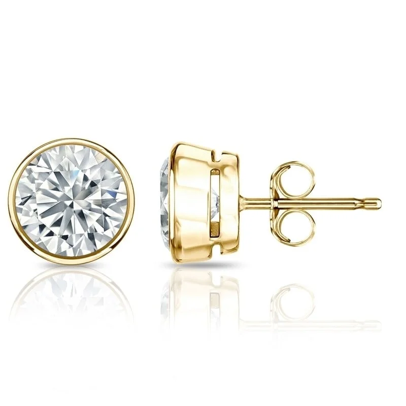 Chic hoop earrings for stylish women -Auriya 14k Gold GIA Certified 2.70 carat TDW Bezel Set Round Diamond Stud Earrings