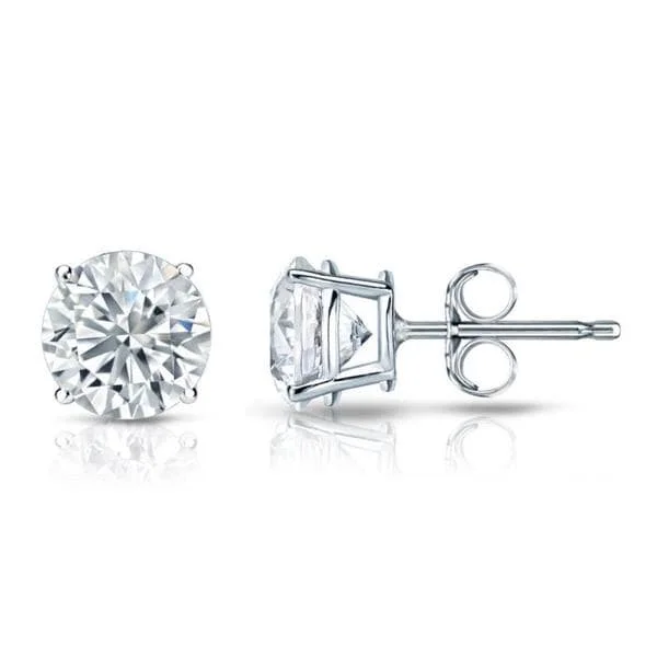 Silver drop earrings for versatile fashion -Auriya 14k Gold GIA Certified 4.00 ct. TDW Round Diamond Stud Earrings