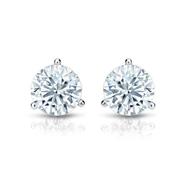 Elegant drop earrings for formal parties -Auriya 18k Gold GIA Certified 3.00 carat TDW 3-Prong Martini Round Diamond Stud Earrings