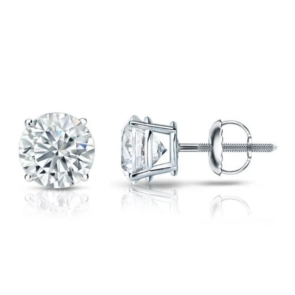 Chic long silver earrings for sophisticated looks -Auriya 18k Gold GIA Certified 4.00 carat TW Round Diamond Stud Earrings