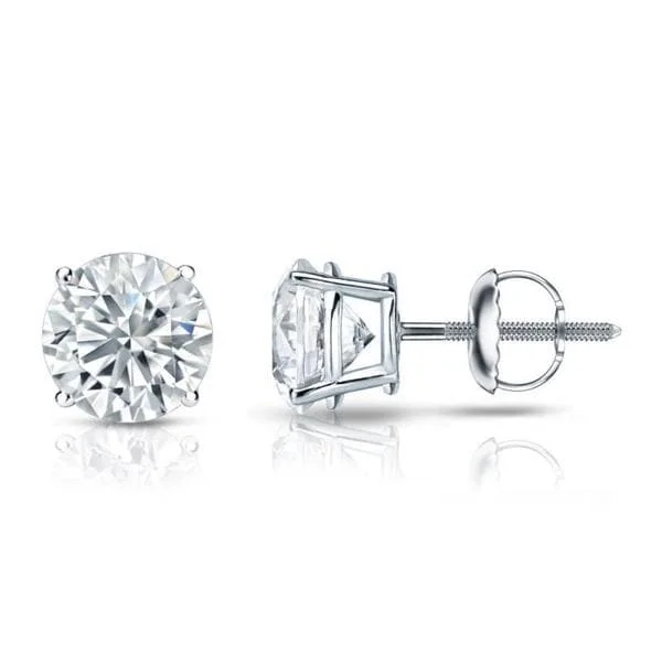 Chic long silver earrings for sophisticated looks -Auriya 18k Gold GIA Certified 4.70 carat TW Round Diamond Stud Earrings