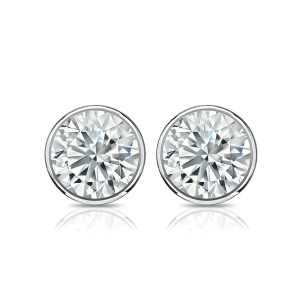 Small silver earrings for subtle elegance -Auriya 2 1/2ctw Round Diamond Stud Earrings Bezel-set Platinum - Certified