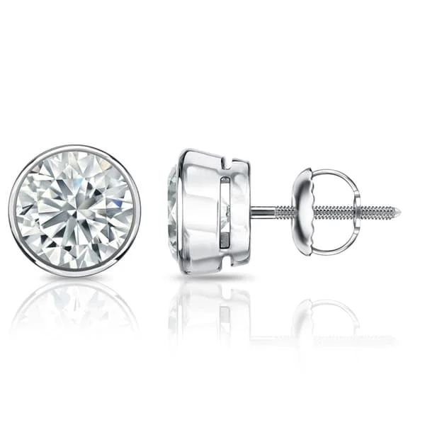 Bold statement earrings for modern fashion -Auriya 2 1/5ctw Round Diamond Stud Earrings Bezel-set Platinum - Certified