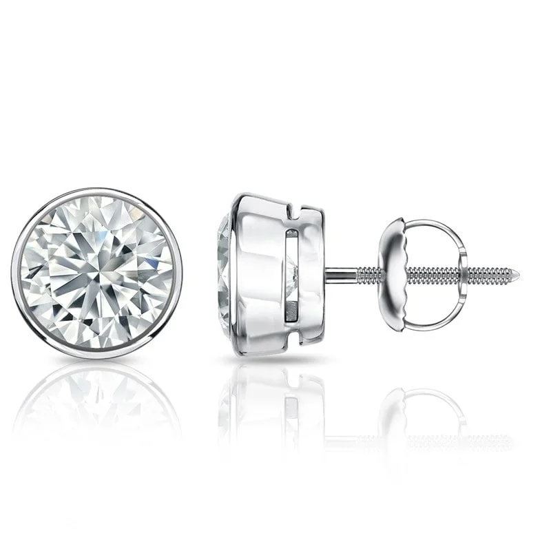 Chunky earrings for bold fashion statements -Auriya 2.70ctw Round Diamond Stud Earrings Bezel-set 18k Gold - Certified