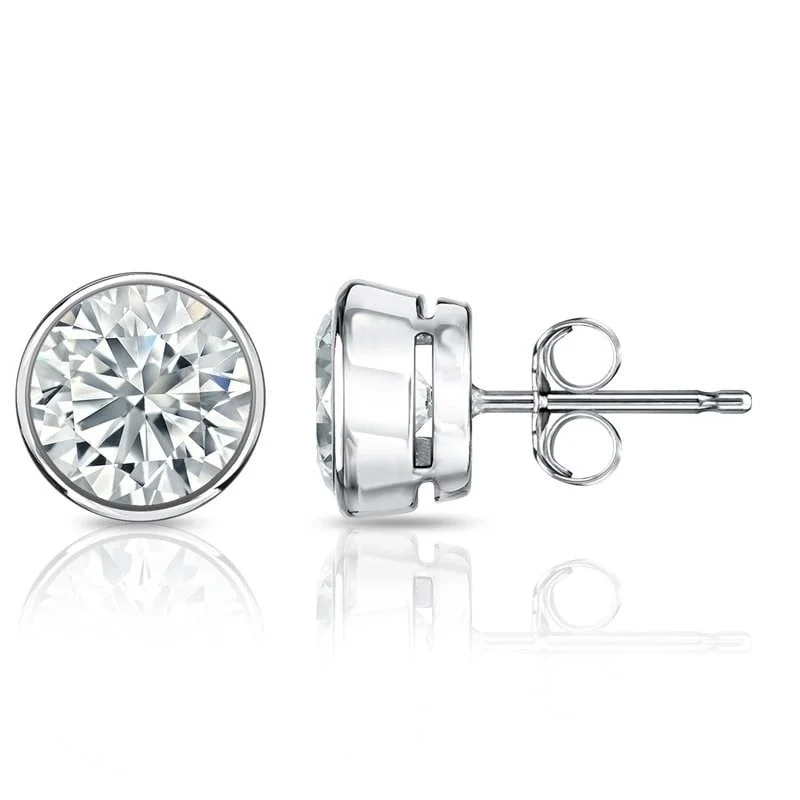 Chic diamond stud earrings for elegant looks -Auriya 3ctw Round Diamond Stud Earrings Bezel-set 18k Gold - Certified