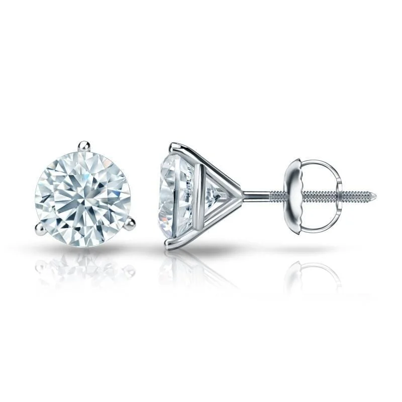 Luxury drop earrings with diamonds -Auriya Platinum GIA Certified 2.20 ct. TDW 3-Prong Martini Round Diamond Stud Earrings