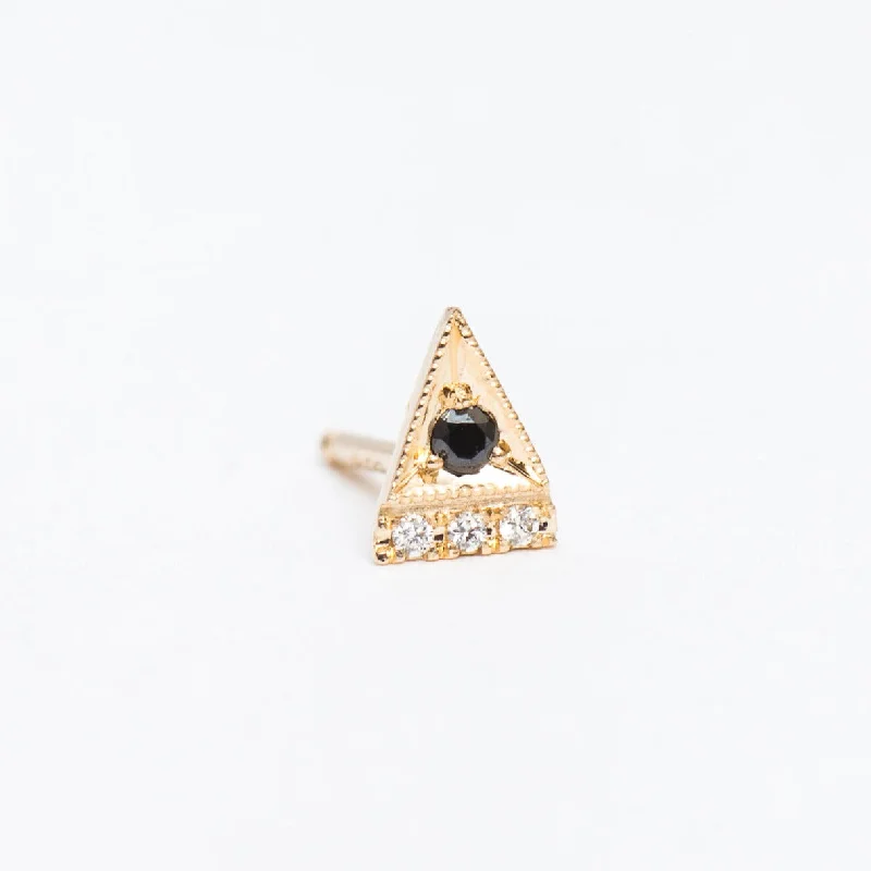 Simple pearl drop earrings for everyday elegance -Black Diamond Deco Point Triangle Stud